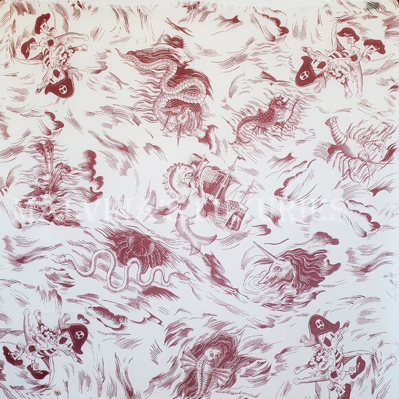 GUCCI SCARF 463508 DISNEY SEA STORM PRINT RED WHITE MODAL SILK SQUARE 55" - Picture 2 of 16